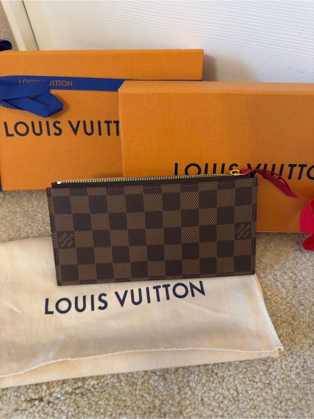 Louis Vuitton Pochelle Felicie Zipped Insert in Brown Damier Ebene